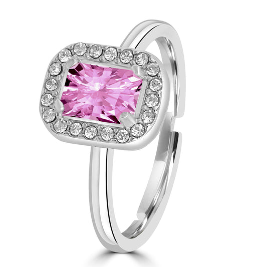 Anello Cristallo rettangolare rosa