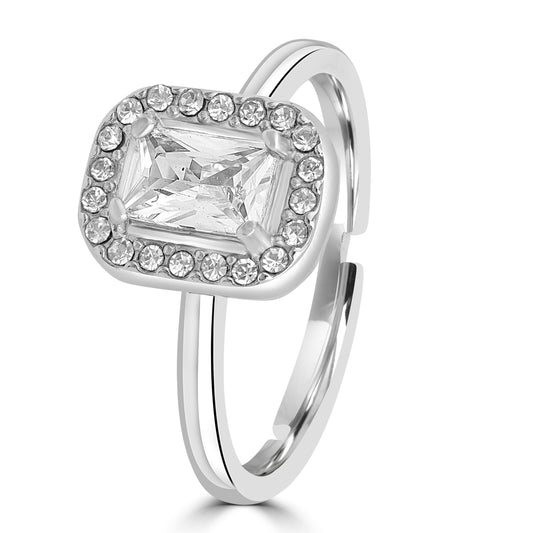 Anello Cristallo rettangolare bianco