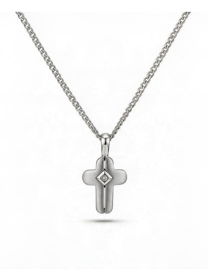 Collana Croce e Diamante Oro 750/1000