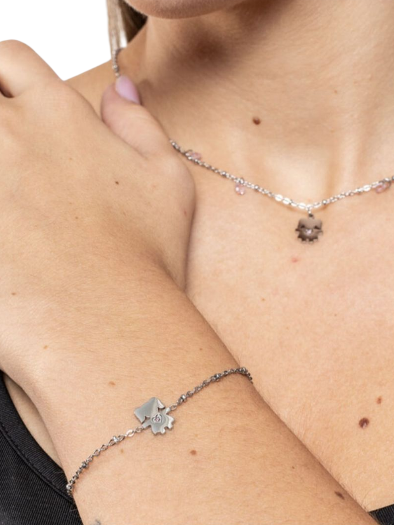 Bracciale catena pallini con bimba