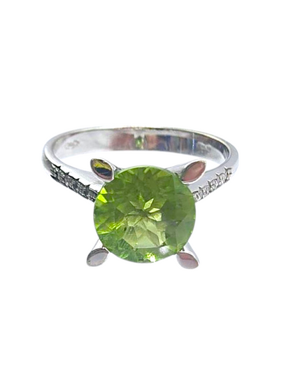 Anello Peridoto e Diamanti Oro 750/1000