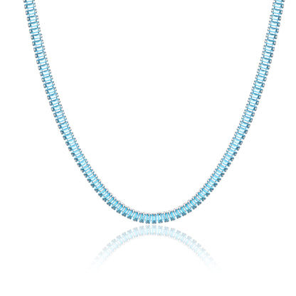 Collana tennis baguette turchese
