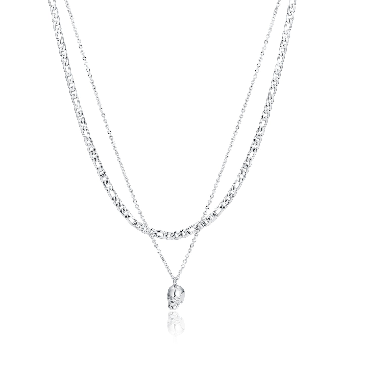 Collana doppia con teschio pendente Brand