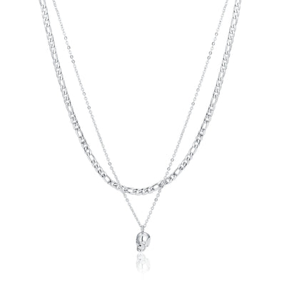 Collana doppia con teschio pendente Brand