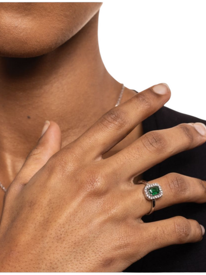 Anello Cristallo rettangolare verde