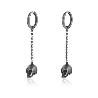 Orecchini pendenti lunghi con teschio Brand